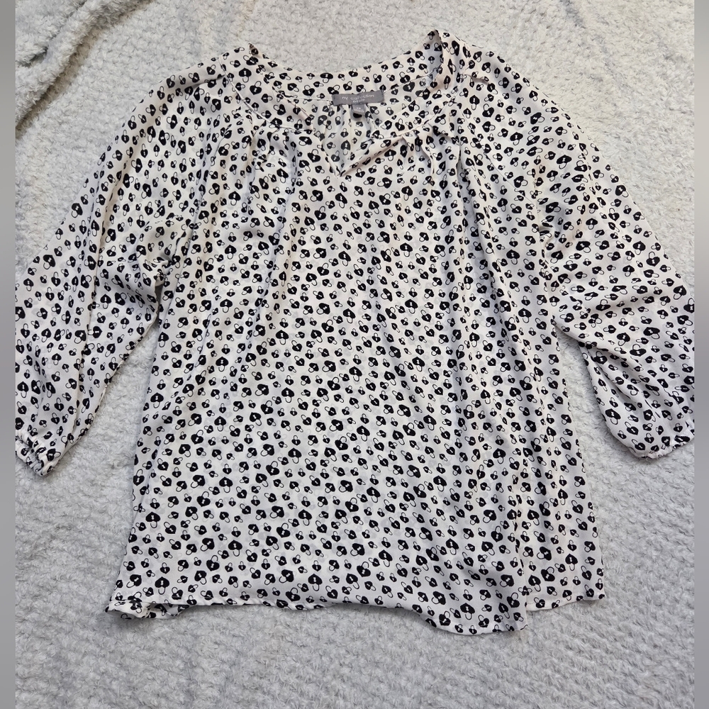 NY Collection Monochrome Polka Dot Blouse